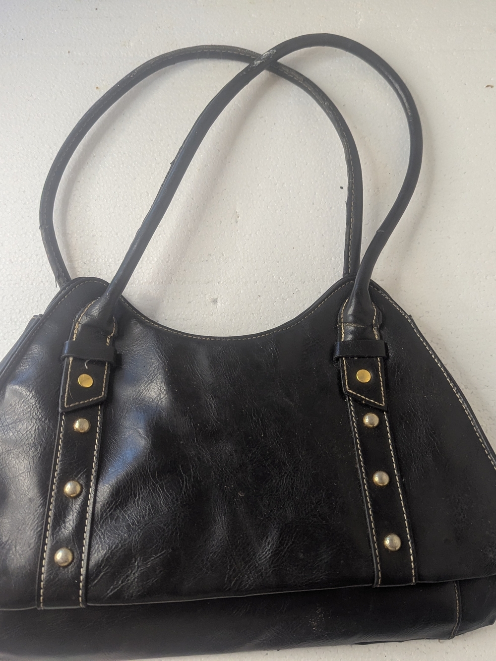 Nine West Black Satchel with Contrast Stitching